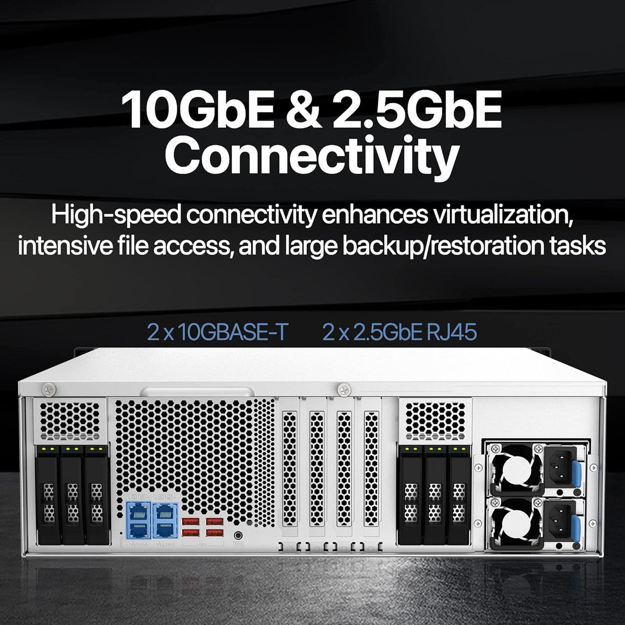 QNAP 22-Bay 3U rackmount NAS, Intel Xeon E-2378, 64 GB ECC DDR4, USB 3.2 Gen2, 550W redundant TS-H2287XU-RP-E2378-64G-US