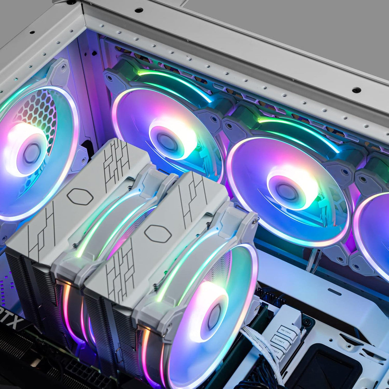 Cooler Master MasterFan MF140 Halo, Duo-Ring ARGB Gen2 LED140mm PWM, Hybrid Frame Case fan, Liquid-White MFL-B4DW-16NP2-R2