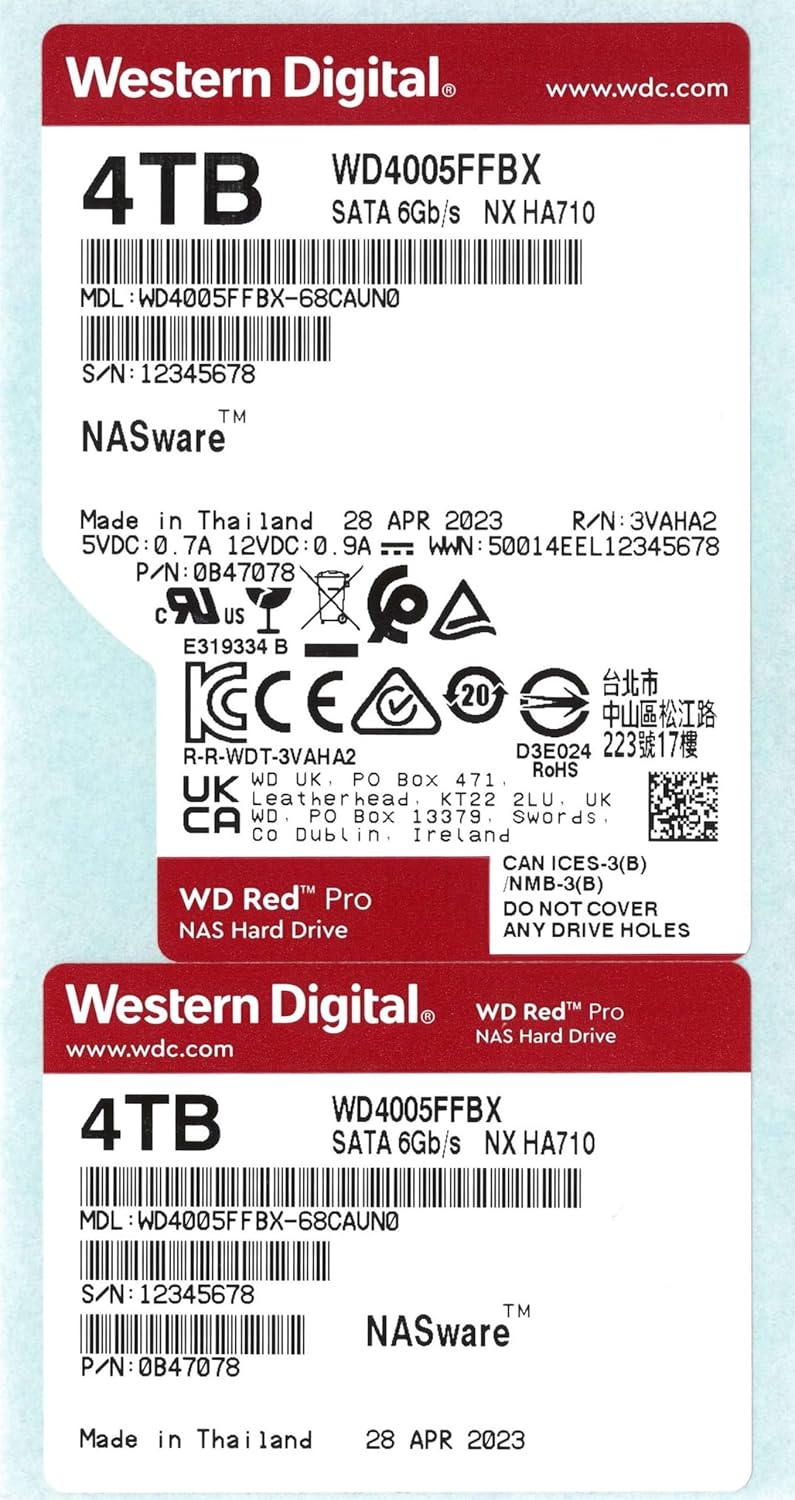 WD Red Pro 4TB NAS Internal Hard Drive | 7200 RPM | SATA 6Gb/s | CMR | WD4005FFBX