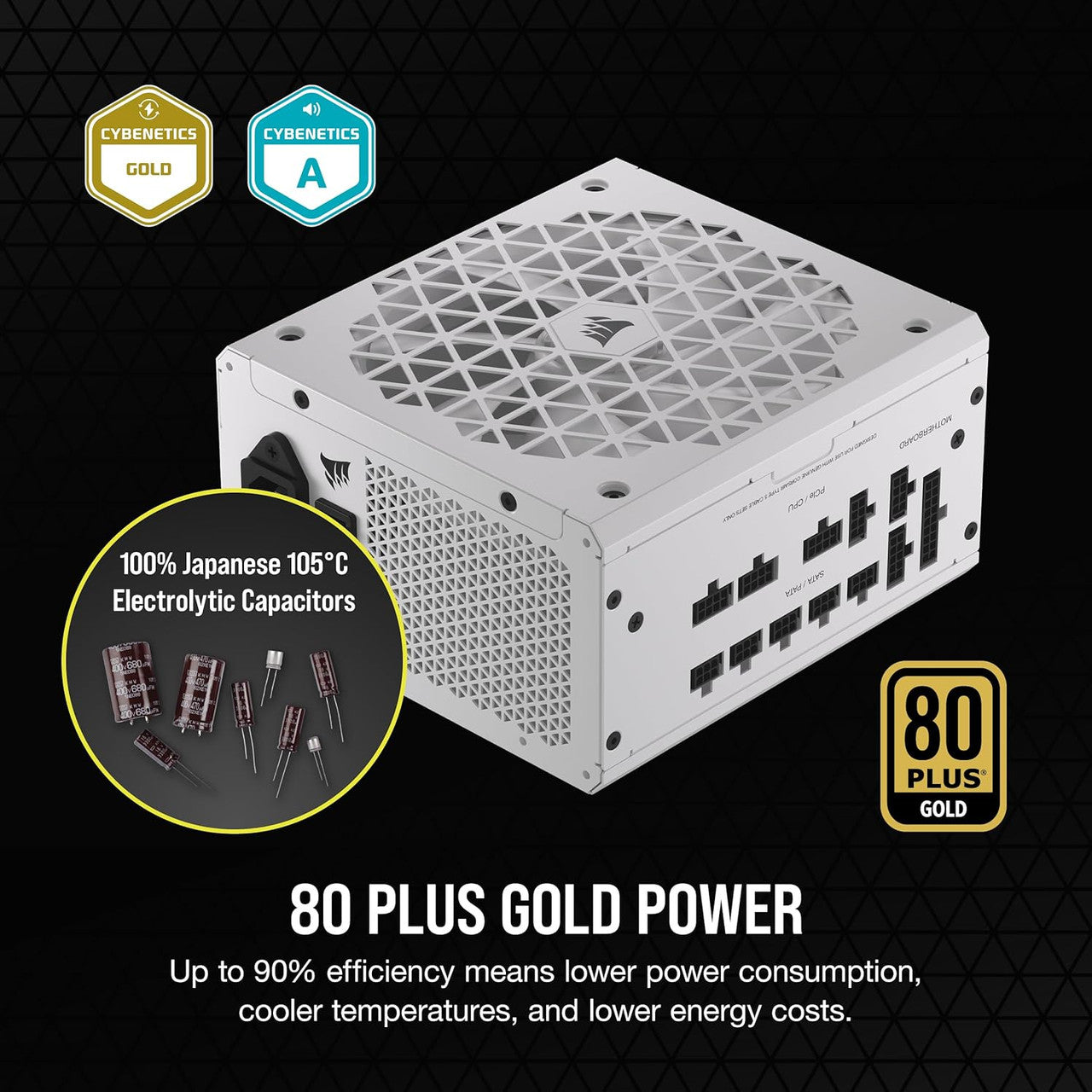 Corsair M850x Shift Fully Modular ATX Power Supply, 80 Plus Gold, Zero RPM - Modular Side Interface (White) CP-9020274-NA