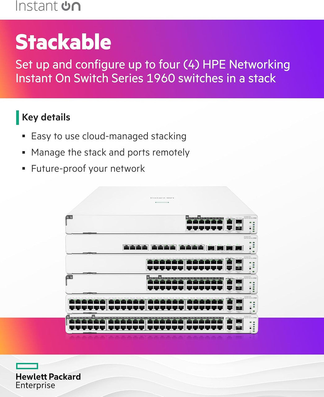 HPE Networking Instant On 1960 48-Port Gb Smart Switch-48x 1G | 2X SFP+ | 2x10GBase-T | JL808A#ABA