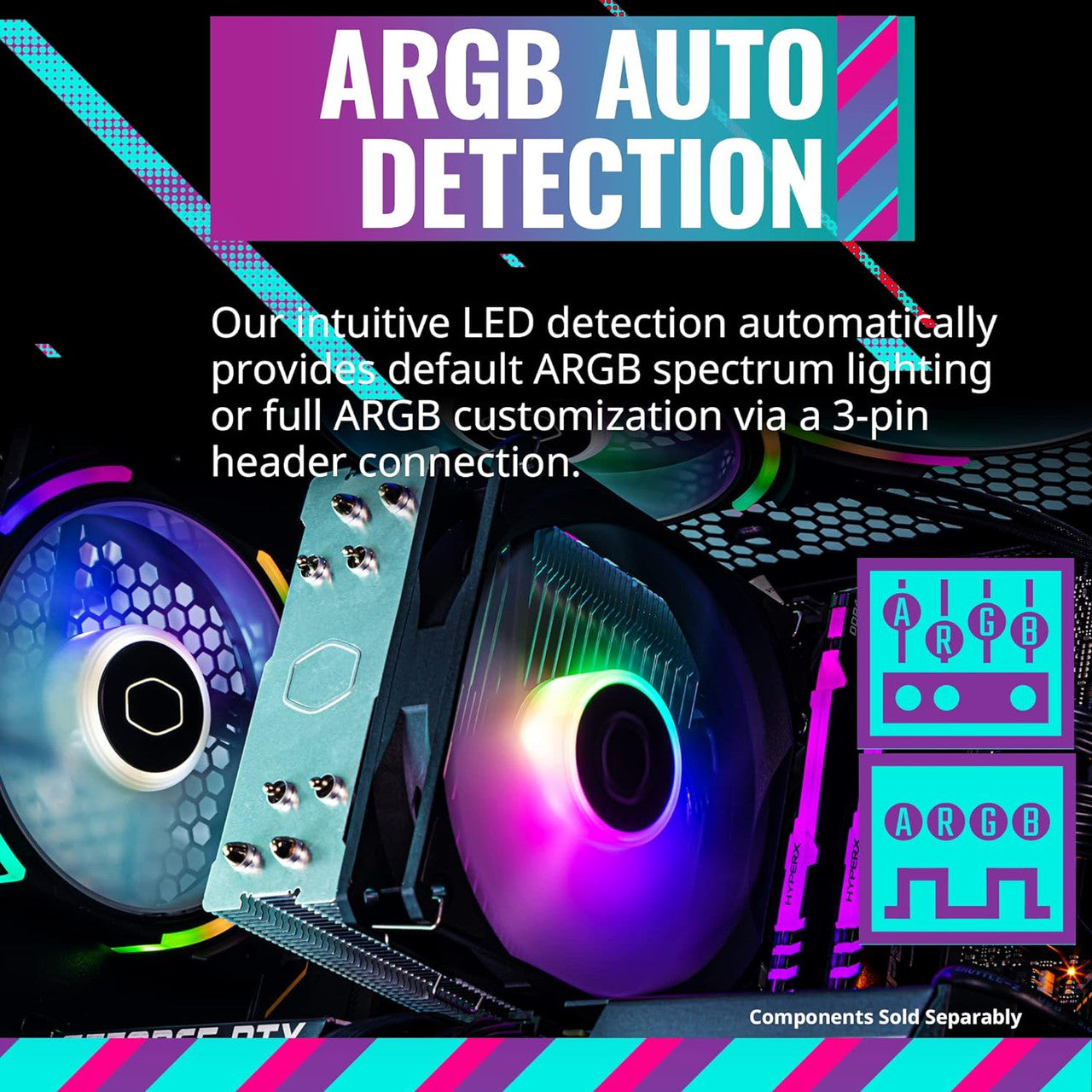 Cooler Master Hyper 212 Spectrum V3 ARGB 120mm 4-Pin PWM 1750RPM Air Cooler - Black (RR-S4NA-17PA-R1)