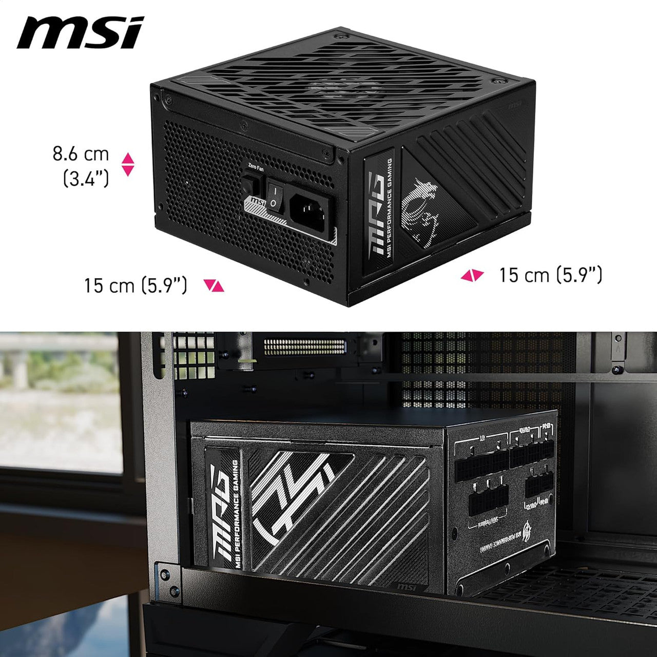 MSI ATX 3.1 Gaming Power Supply - Full Modular-80 Plus Gold Certified 1250W ATX PSU, 10 Year Warranty MPG A1250GS PCIE5