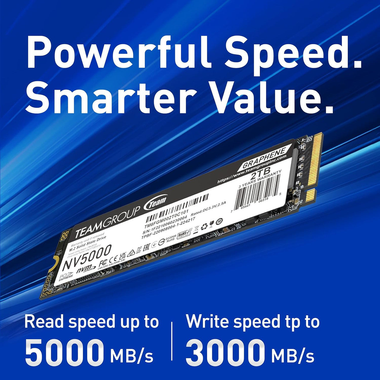 TEAMGROUP NV5000 1TB SLC Cache NVMe PCIe Gen4x4 M.2 2280 Laptop, Desktop SSD ReadSpeed up to 4500 MB/s TM8FGM001T0C101