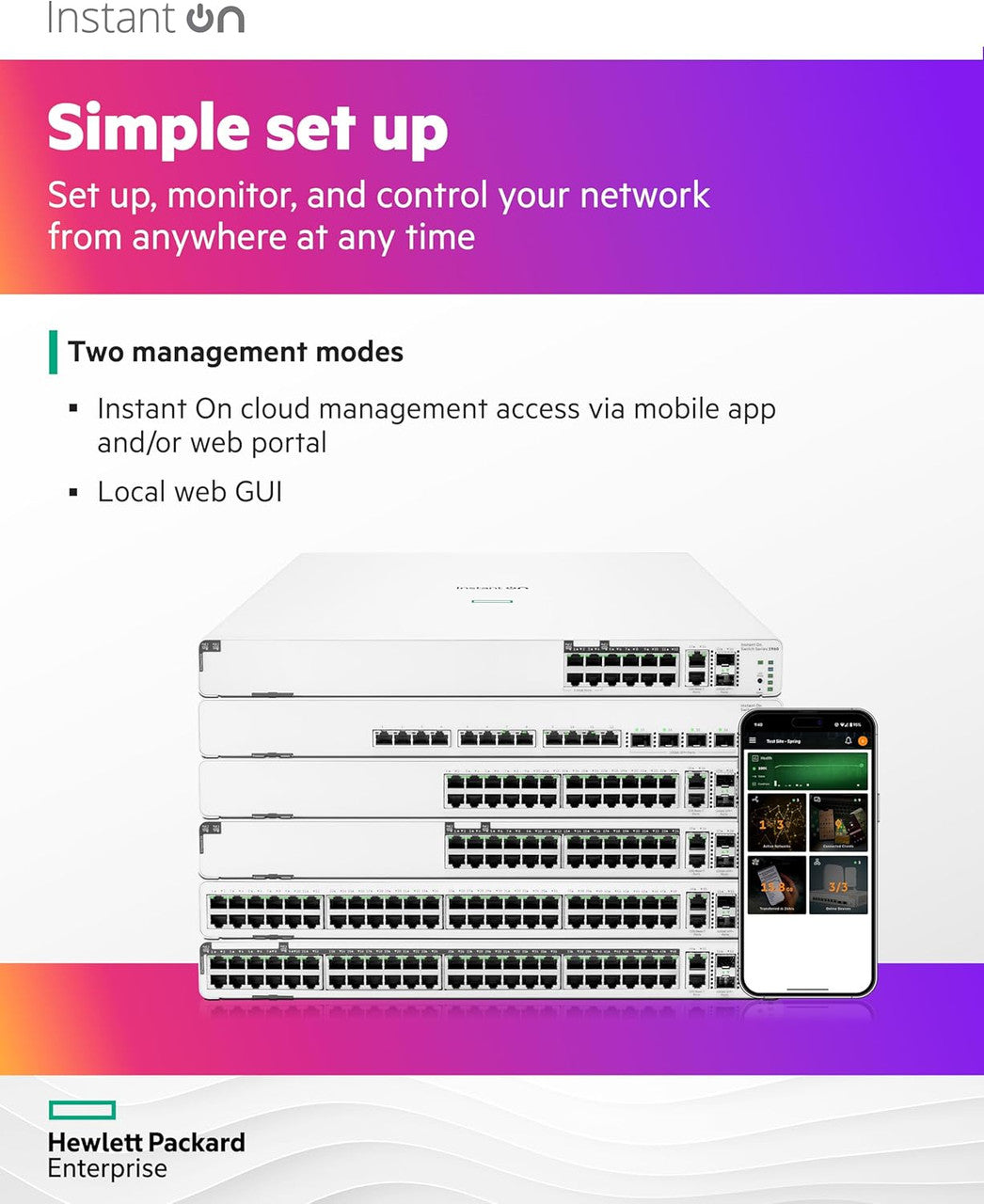 HPE Networking Instant On 1960 48-Port Gb Smart Switch-48x 1G | 2X SFP+ | 2x10GBase-T | JL808A#ABA