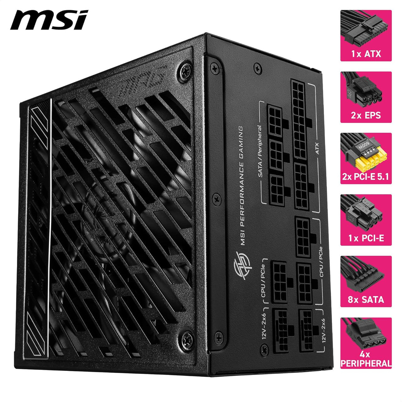 MSI ATX 3.1 Gaming Power Supply - Full Modular-80 Plus Gold Certified 1250W ATX PSU, 10 Year Warranty MPG A1250GS PCIE5