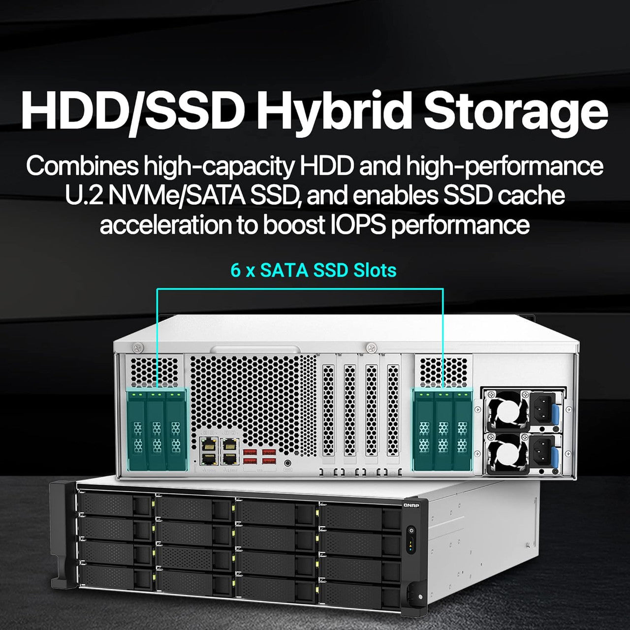 QNAP 22-Bay 3U rackmount NAS, Intel Xeon E-2378, 64 GB ECC DDR4, USB 3.2 Gen2, 550W redundant TS-H2287XU-RP-E2378-64G-US