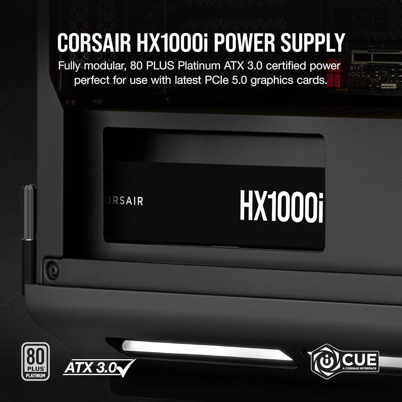 Corsair HX1000i Fully Modular Ultra-Low Noise ATX Power Supply, Fluid Dynamic Bearing Fan, CORSAIR iCUE Software (Black) CP-9020259-NA
