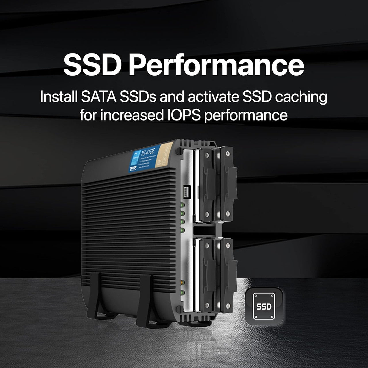 QNAP 4-Bay fanless Desktop NAS. Intel Celeron J6412 quad-core ,8GB RAM onboard ,2 x 2.5GbE, 1 x HDMI 1.4b TS-410E-8G-US