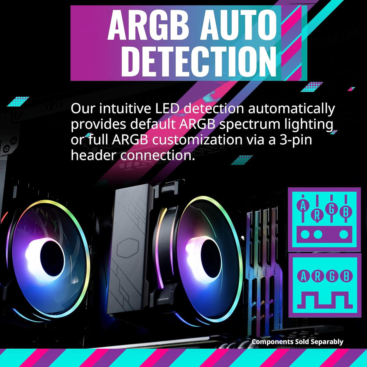 Cooler Master Hyper 212 Halo Black CPU Air Cooler, Dual Loop ARGB, AMD AM5 | AM4, Intel LGA 1851 | 1700 | 1200 RR-S4KK-20PA-R1