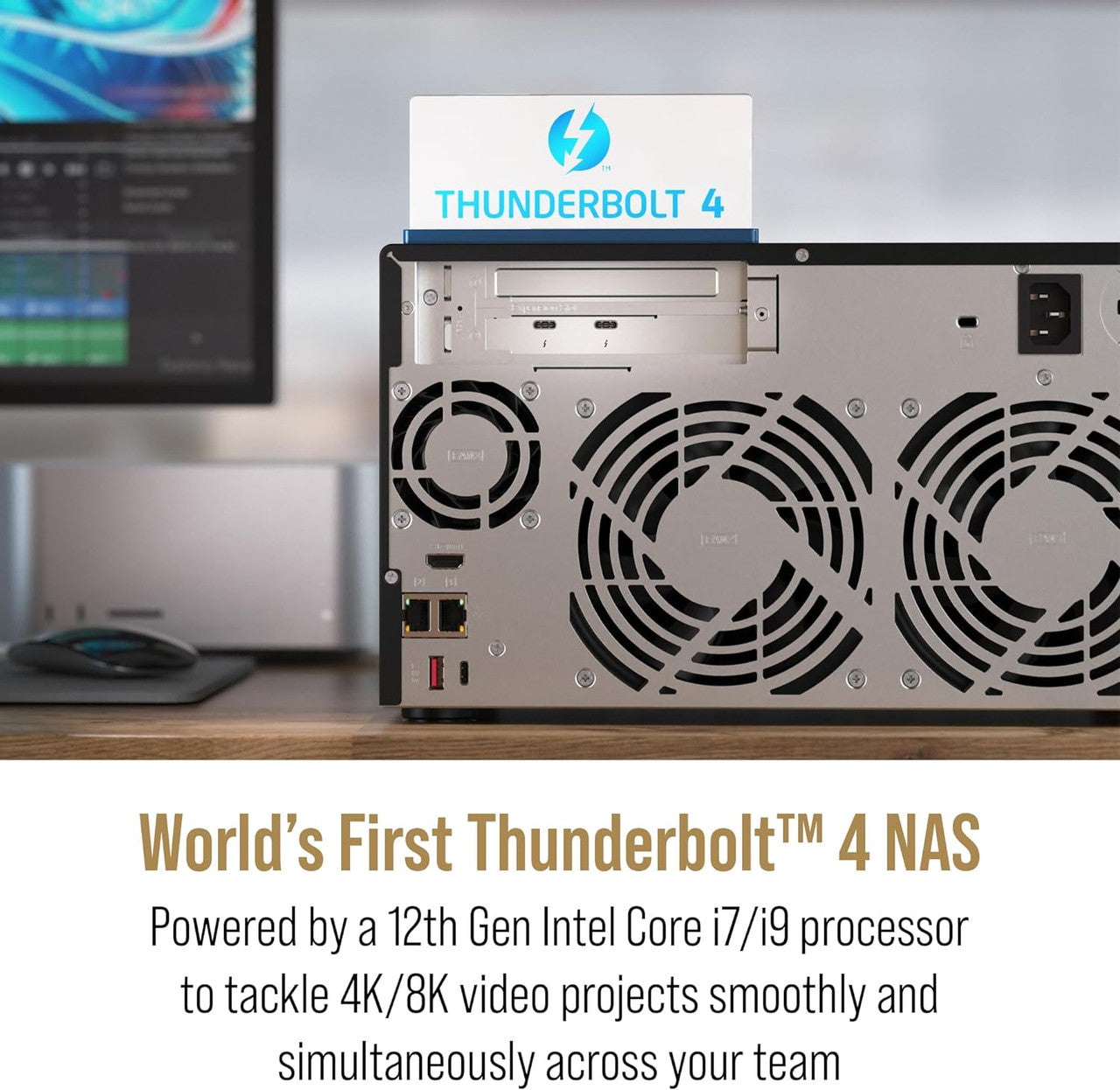 QNAP Ultra-High Speed 8 Bay Thunderbolt 4 NAS, Intel Core i9, 64GB DDR4 RAM, 2 x 2.5GbE ports TVS-H874T-i9-64G-US