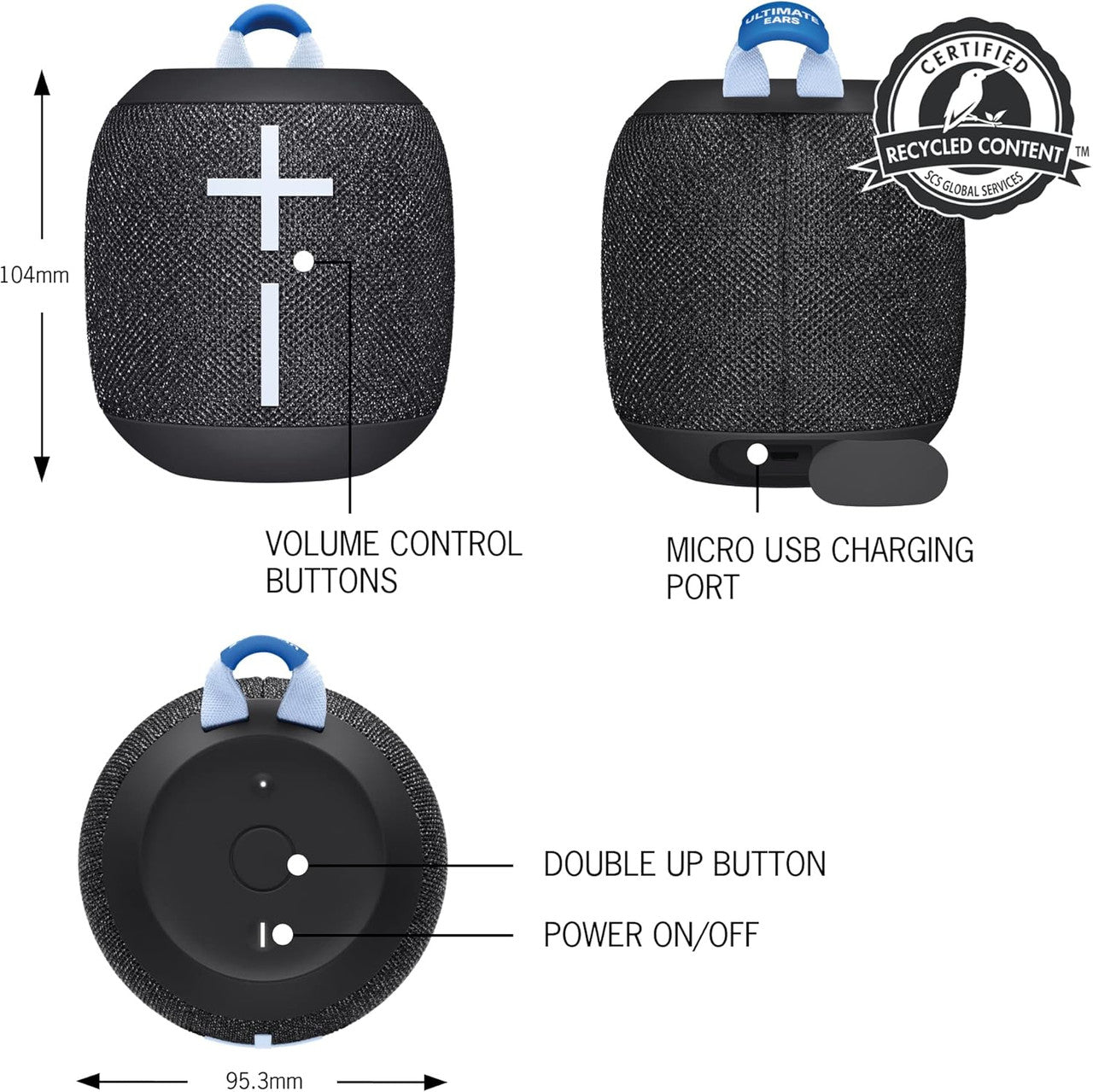 Ultimate Ears WONDERBOOM 3, Small Portable Wireless Bluetooth Speaker, Waterproof, Dustproof IP67 (Active Black) 984-001807