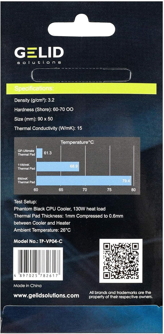 Gelid Solutions GP-Ultimate 15W-Thermal Pad 90x50x1.5mm (2pcs). Excellent Heat Conduction, Ideal Gap Filler TP-VP04-C