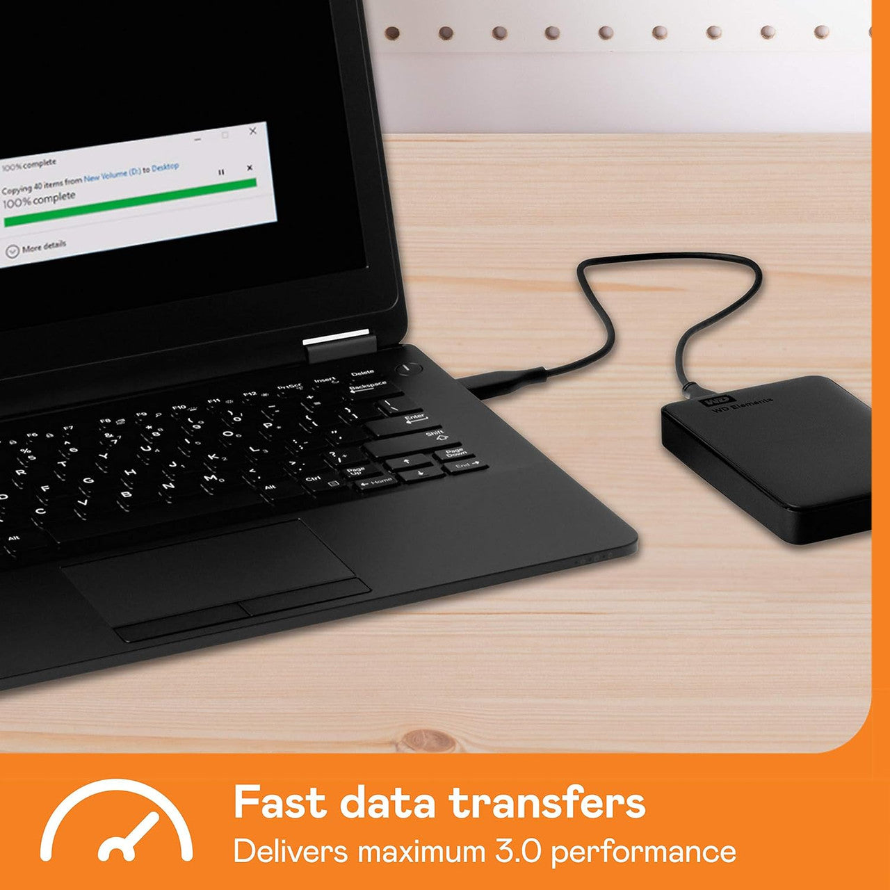 WD 2TB Elements Portable External Hard Drive HDD, USB 3.0, Compatible with PC, Mac, PS4 & Xbox - Black WDBU6Y0020BBK-WESN