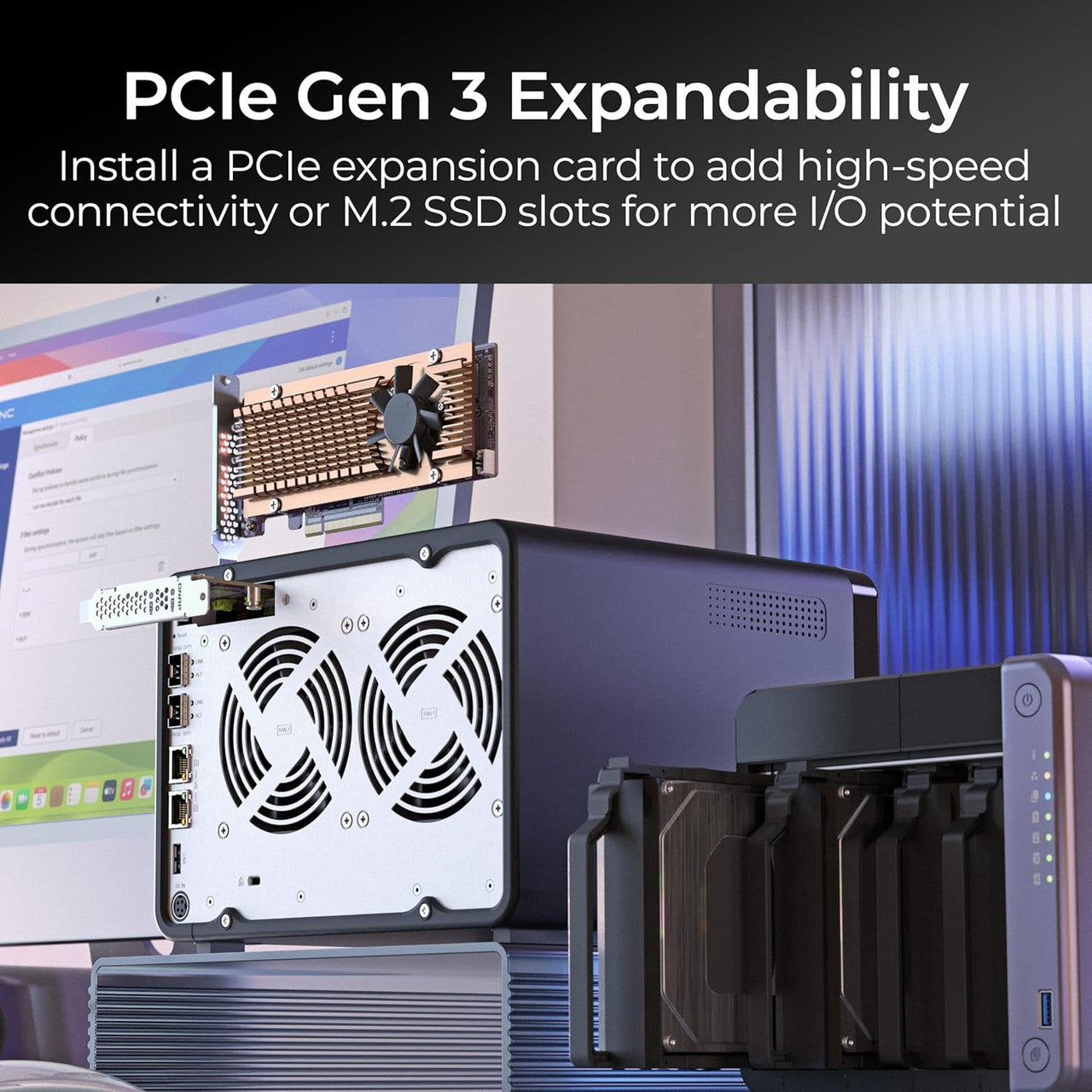 QNAP 6-Bay ARM-based NAS, Quad Core 2.0GHz, 4GB DDR4 RAM, 10GbE(SFP+), 2.5GbE and PCIe Gen3 Expansion Slot TS-632X-4G-US