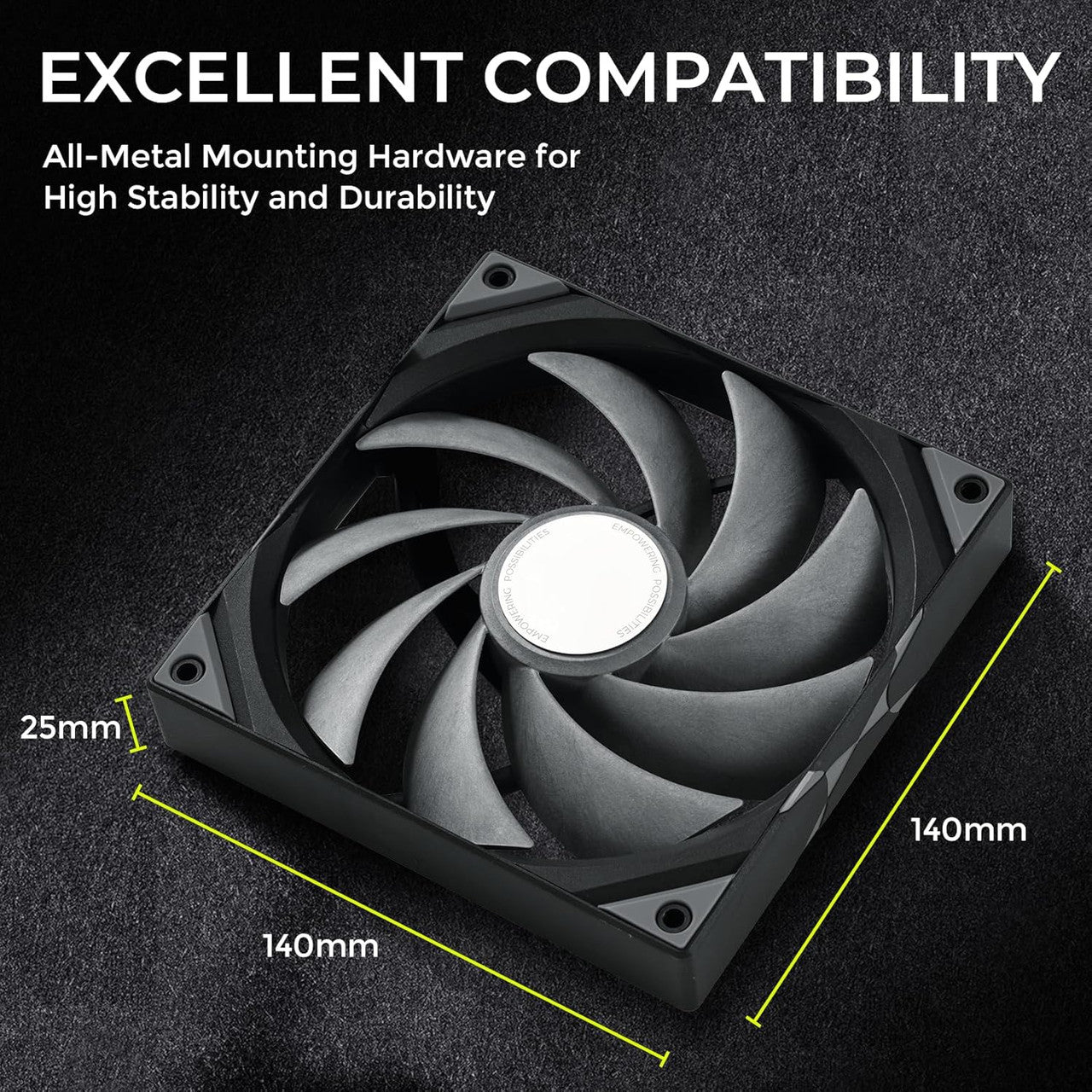 TRYX ROTA Pro 140 mm | 1650 RPM | Minimal Noise High Speed PWM Fan 4-Pin Case Fan (Black) - F-R140P-NN1M-G0K