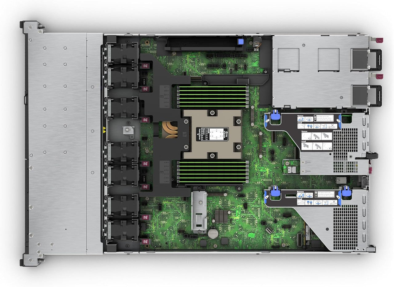 Equipped with dual 500W power supplies in a 1U rack design, providing redundancy and enterprise-grade reliability.