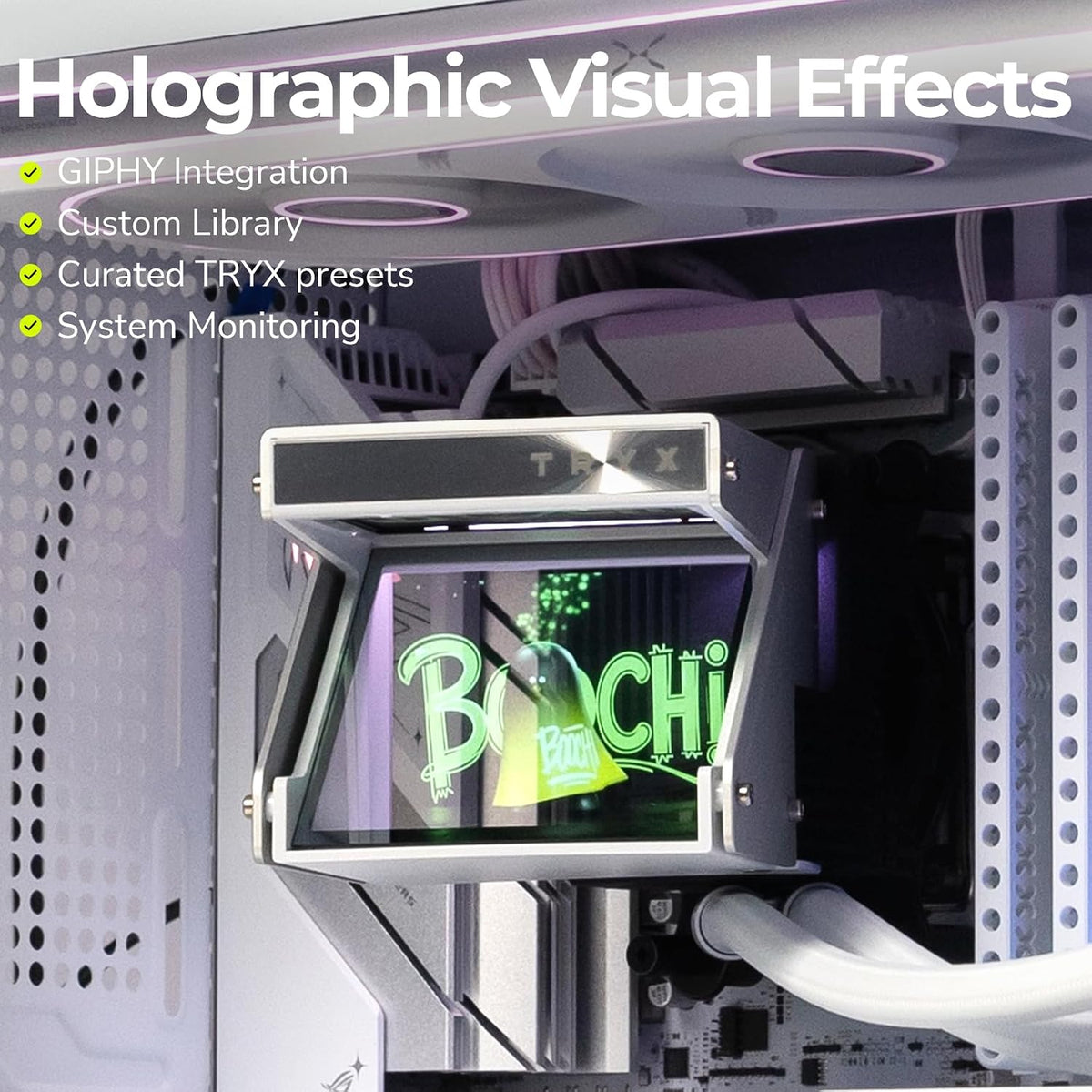 TRYX Holo 360mm AIO Liquid Cooler | Holographic Visual GIPHY | Asetek | 280W TDP | Black/White