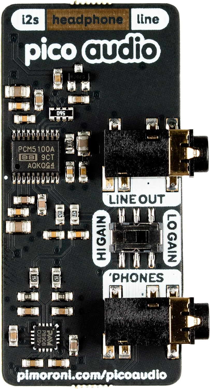 Pimoroni Pico Audio Pack | Line-Out Audio | Headphone Amplifier | Raspberry Pi Pico Add-On | PIM544