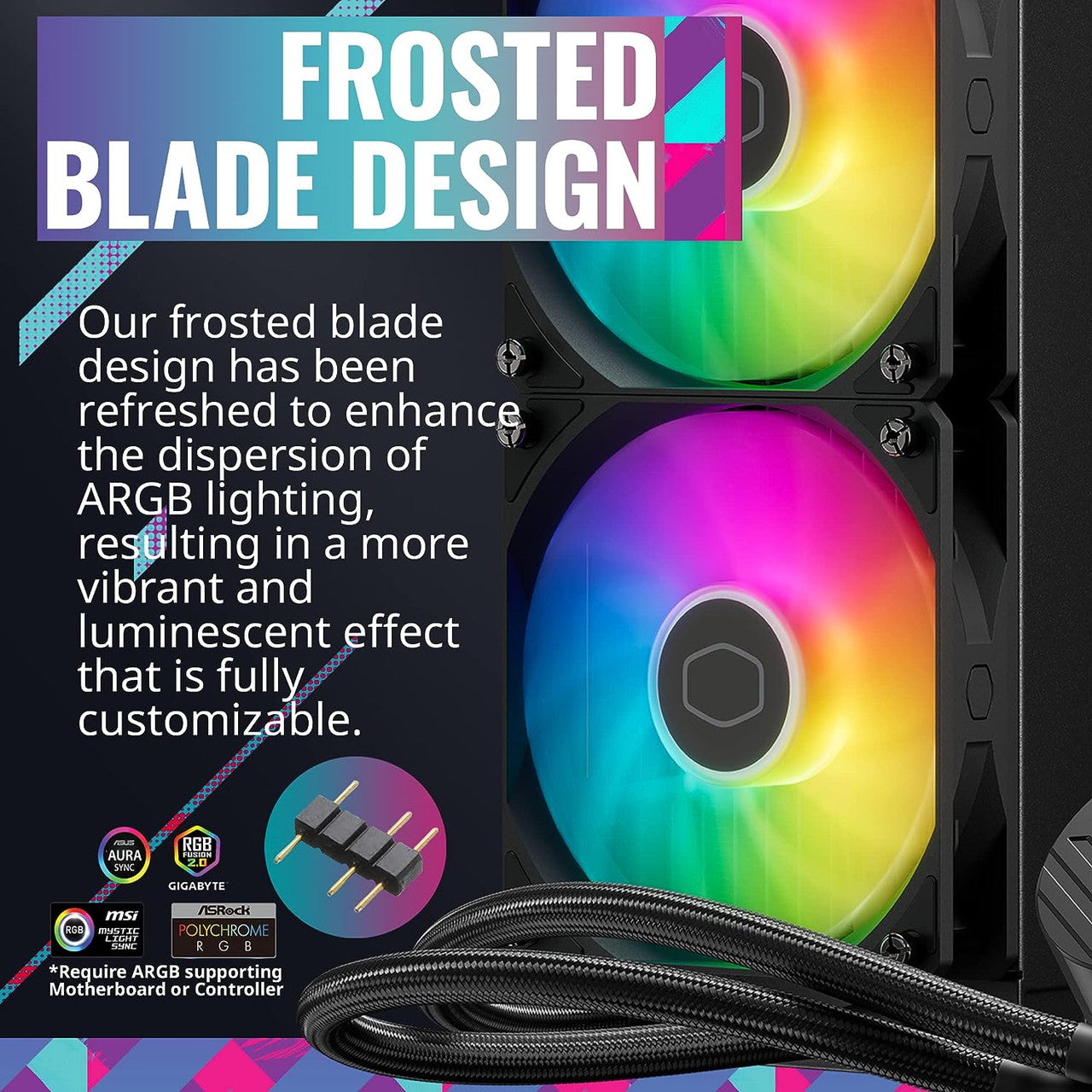 Cooler Master MasterLiquid 240L Core 240mm AIO Liquid Cooler ARGB Sync Gen S Coldplate Pump 120mm PWM MLW-D24M-A18PZ-R1