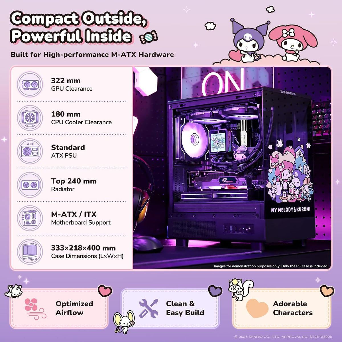 darkFlash DB330M Sanrio Edition | Mini M-ATX | Gaming Case