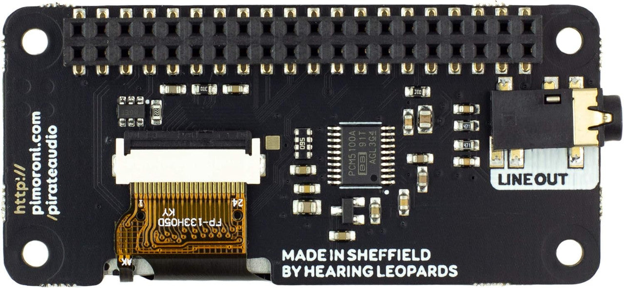 Pimoroni Pirate Audio Line-out for Raspberry Pi high-quality I2S DAC, high-res colour display PIM483