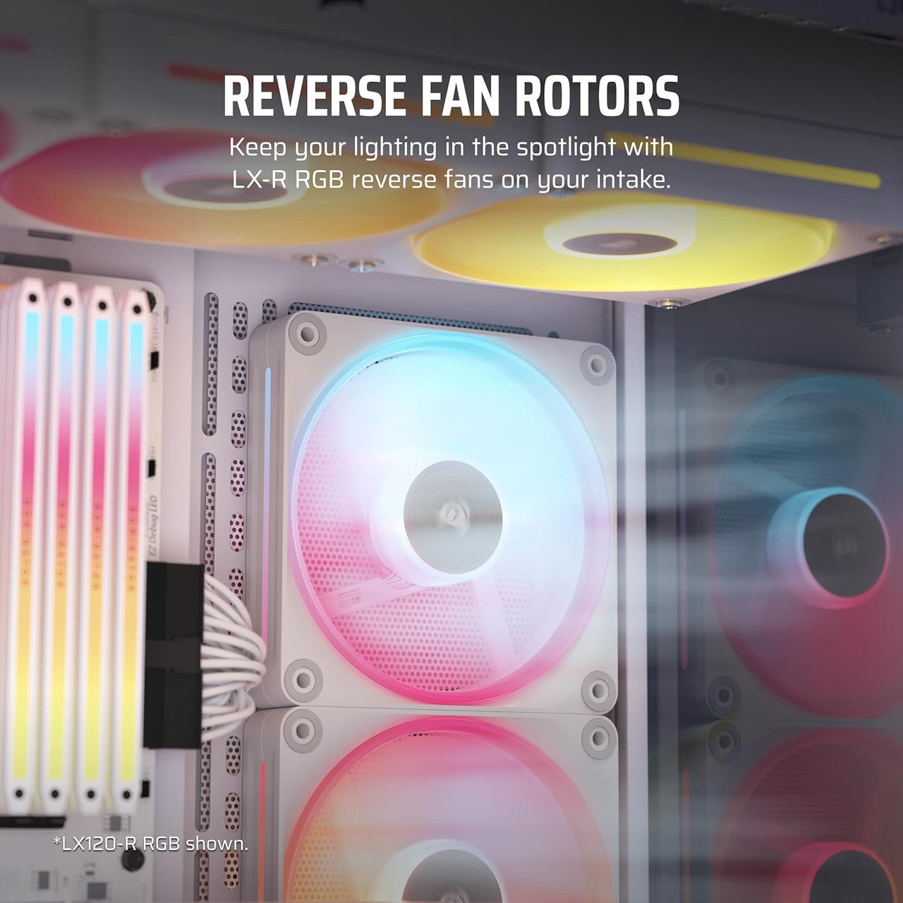 Corsair iCUE Link LX140-R RGB PWM | 140 mm | 2000 rpm | 4-Pin Case Fans Starter Kit (Dual Pack) - White CO-9051056-WW