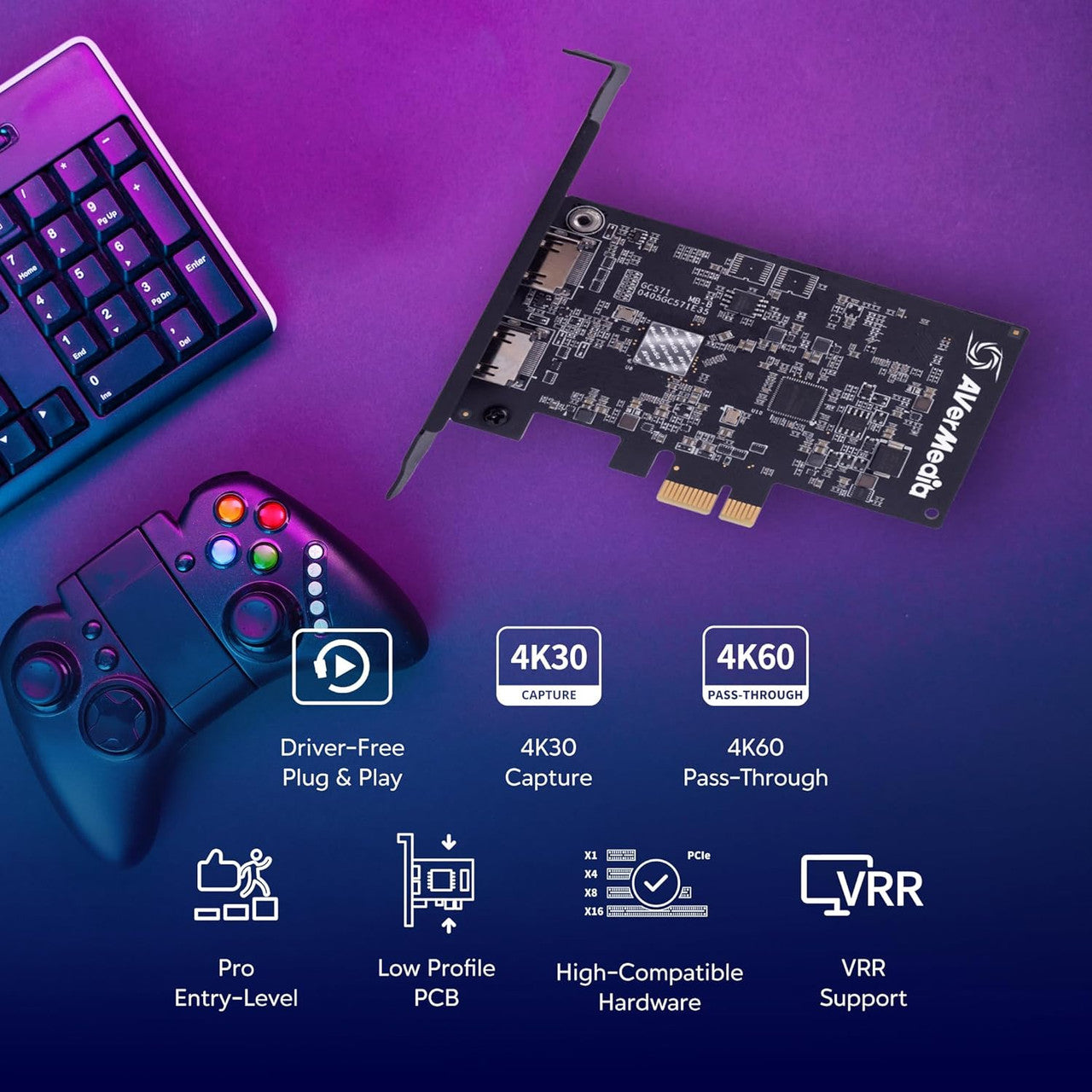 AVerMedia HDMI Capture Card, Live Streamer Ultra HD 4K60 Pass-Through on PS5, PS4 Pro, Xbox, Switch Games GC571