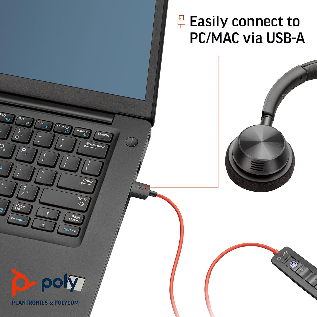 Poly Blackwire 3320 Wired Headset Hi-fi Stereo - Connect to PC/Mac via USB-C or USB-A -Teams Certified Zoom 8X220AA