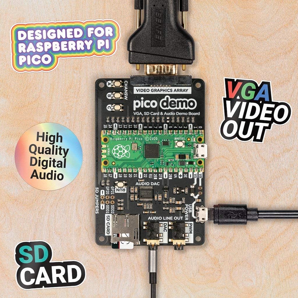 Pimoroni Pico VGA Demo Base | VGA Output | SD Card Slot | Digital I2S Audio | PIM465