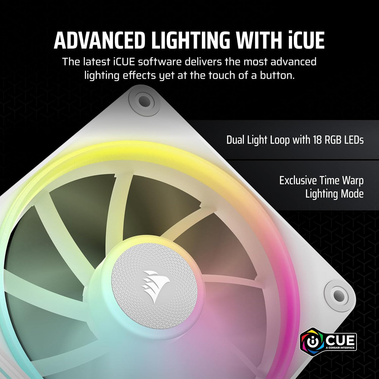 Corsair iCUE Link LX120 RGB PWM | 120 mm | 2400 rpm | 4-Pin Case Fans Expansion (White) CO-9051029-WW