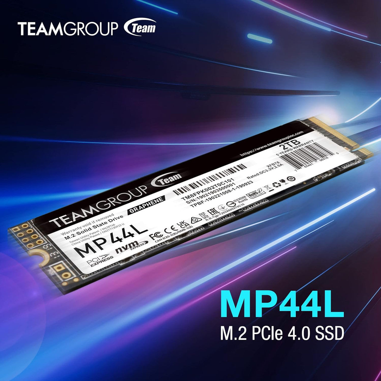 TEAMGROUP MP44L 1TB SLC Cache NVMe PCIe Gen 4x4 M.2 2280 Laptop&Desktop SSD Read Speed up to 5,000 MB/s TM8FPK001T0C101