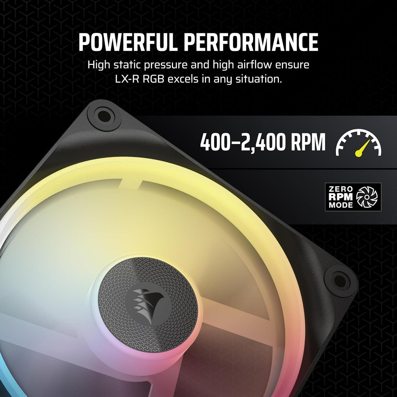 Corsair iCUE Link LX120-R RGB PWM | 120 mm | 2400 rpm | 4-Pin Case Fan with Reverse Fan Expansion (Black) CO-9051049-WW