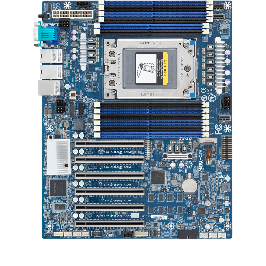 Gigabyte AMD EPYC 8004, AMD-SoC, ATX Server Motherboard - 2x 10Gb/s Broadcom LAN, 1x Management Board (ME03-CE0 rev. rev. 1.0)