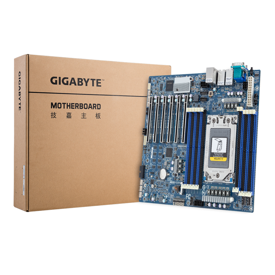 Gigabyte AMD EPYC 8004, AMD-SoC, ATX Server Motherboard - 2x 10Gb/s Broadcom LAN, 1x Management Board (ME03-CE0 rev. rev. 1.0)