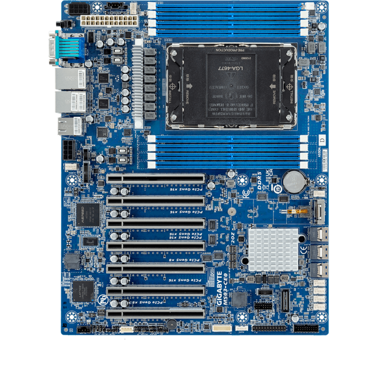 Gigabyte Intel Xeon Scalable 4th/5th Gen, Intel Xeon Max, C741, ATX Server Motherboard - 2x 1Gb/s Intel LAN, 1x Management LAN (MS03-CE0 rev. 1.x/3.x)