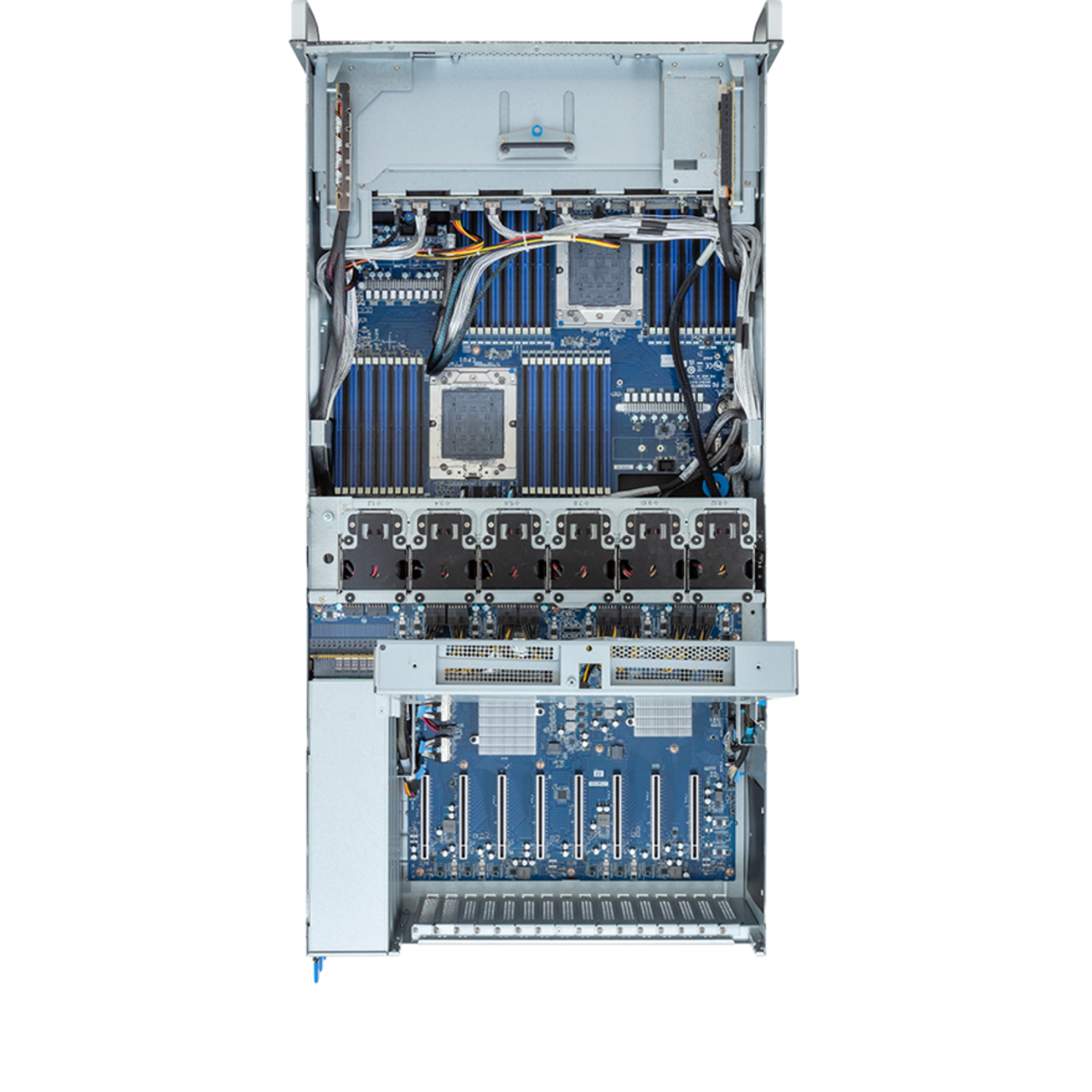 Gigabyte 4U HPC/AI Server - AMD EPYC 9004, Dual CPU, 8x PCIe Gen5 GPUs (with PCIe switches) G493-ZB2 Rev. AAP1