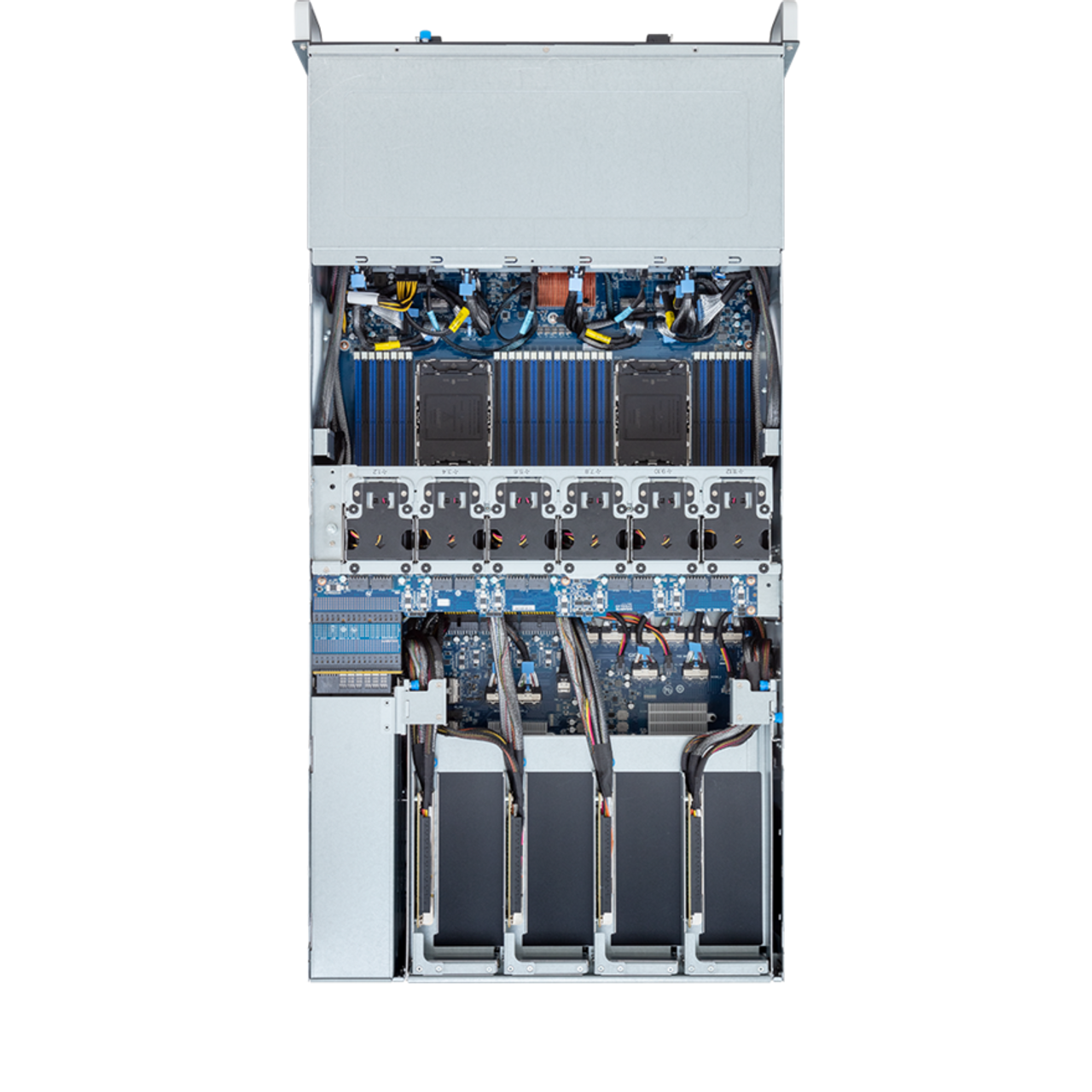Gigabyte 4U HPC/AI Server - 5th/4th Gen Intel Xeon Scalable, Dual CPU, 8 x PCIe Gen5 GPUs (with PCIe switches) G493-SB3 Rev. AAP1