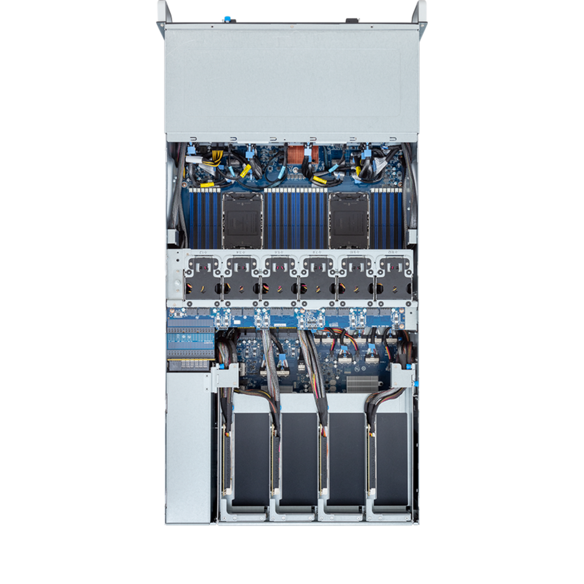 Gigabyte 4U HPC/AI Server - 5th/4th Gen Intel Xeon Scalable, Dual CPU, 8 x PCIe Gen5 GPUs (with PCIe switches) G493-SB3 Rev. AAP1