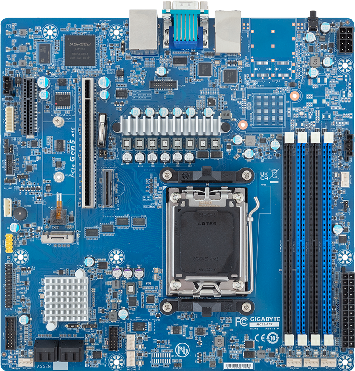 Gigabyte AMD EPYC 4004 / Ryzen 9000 / Ryzen 7000 Motherboard microATX UP 1Gb/s LAN MC13-LE2