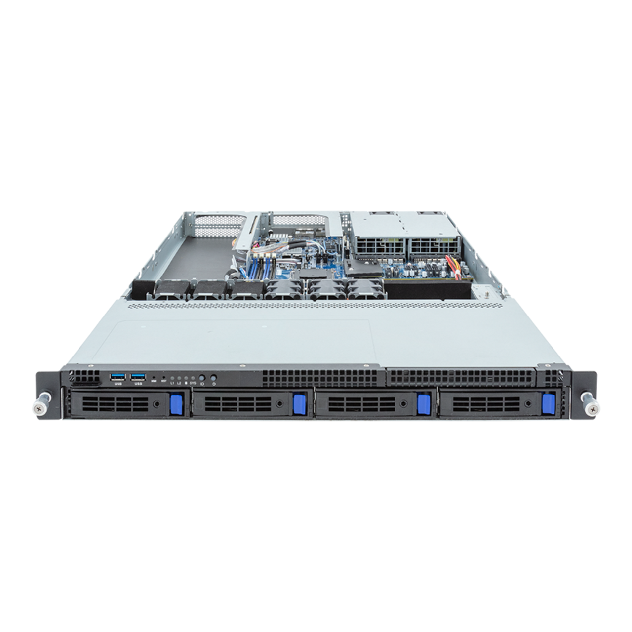 Gigabyte 1U Rack Server - AMD EPYC 4004 / Ryzen 7000, 1x Gen4 M.2, 1+1 DIMM Slots, 4x 3.5/2.5 SATA Bays R133-C10 Rev. AAA1