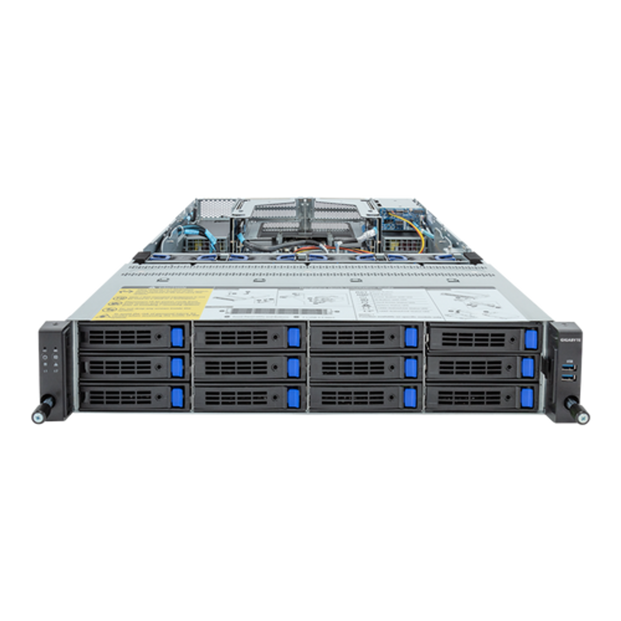 Gigabyte 2U Rack Server Barebone - AMD EPYC 9004, Dual CPU, 3x Gen3 M.2, 24x DIMM Slots, 12+2 SATA/SAS Bays R283-Z91-AAD2