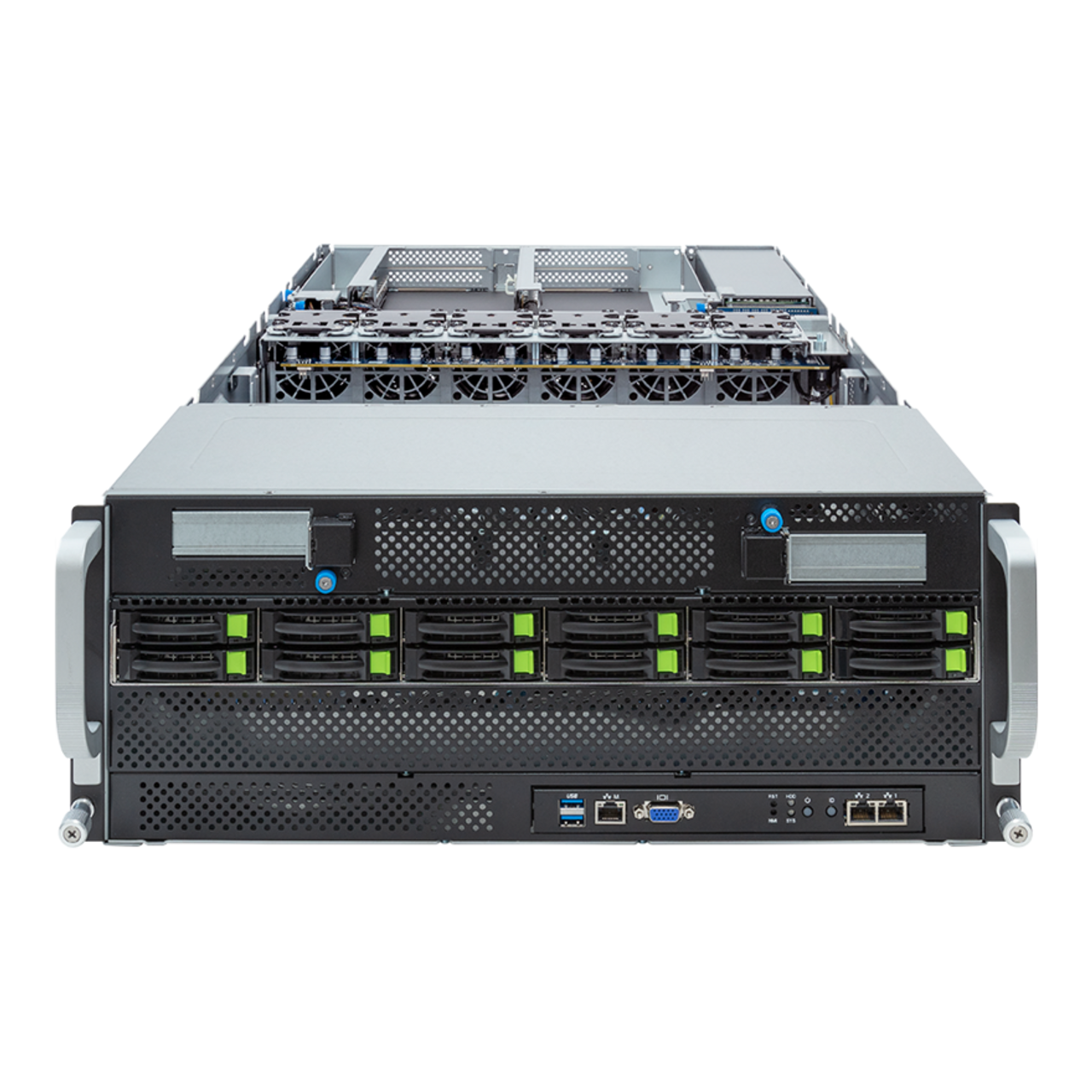 Gigabyte 4U HPC/AI Server - AMD EPYC 9004, Dual CPU, 8x PCIe Gen5 GPUs (with PCIe switches) G493-ZB2 Rev. AAP1