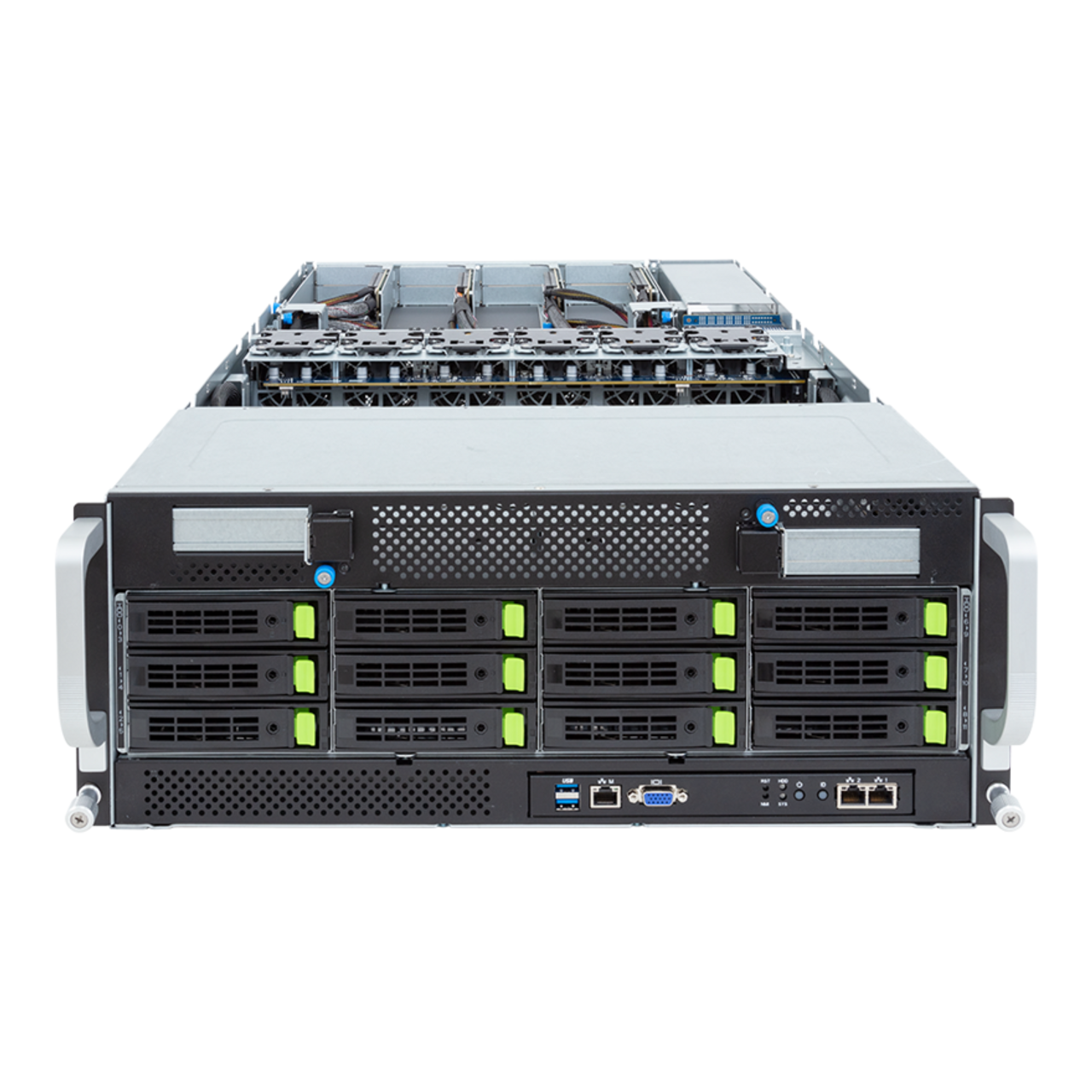 Gigabyte 4U HPC/AI Server - 5th/4th Gen Intel Xeon Scalable, Dual CPU, 8 x PCIe Gen5 GPUs (with PCIe switches) G493-SB3 Rev. AAP1