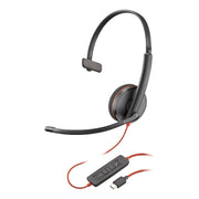 Poly Blackwire 3210 Wired Headset, Mono, Connect to PC/Mac/Mobile via USB-C, USB-A, 3.5 mm 8X214AA