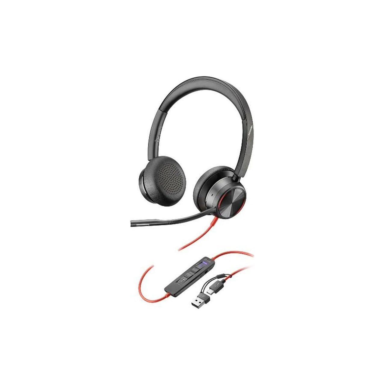 Poly Blackwire 8225 Stereo USB-C Headset | Microsoft Teams Certified | Hybrid ANC | Noise-Canceling Mic | USB-C/A Adapter | Black | 8X225AA