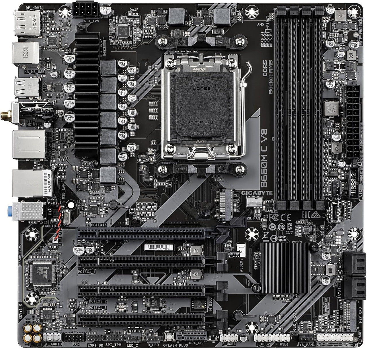 Gigabyte AM5 LGA 1718 AMD B650 M-ATX Motherboard with 5-Year Warranty, DDR5, PCIe 4.0 M.2, PCIe 4.0 B650M C V3