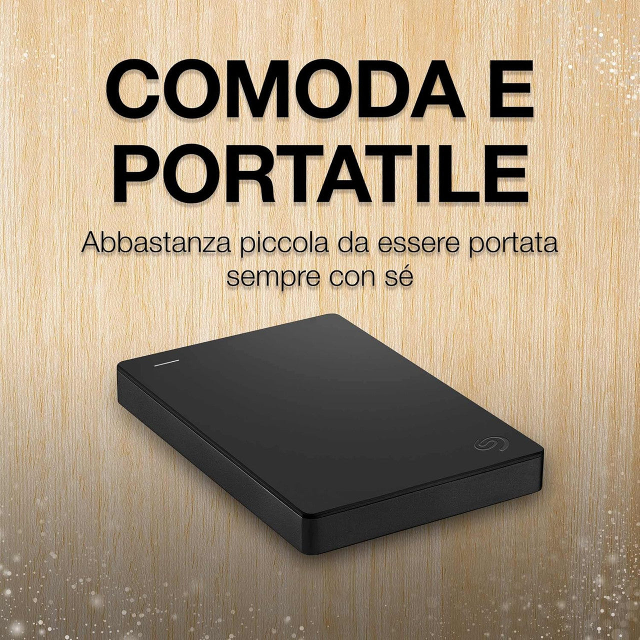 Compact and lightweight, this portable hard drive provides reliable on-the-go storage for work, school, or travel.