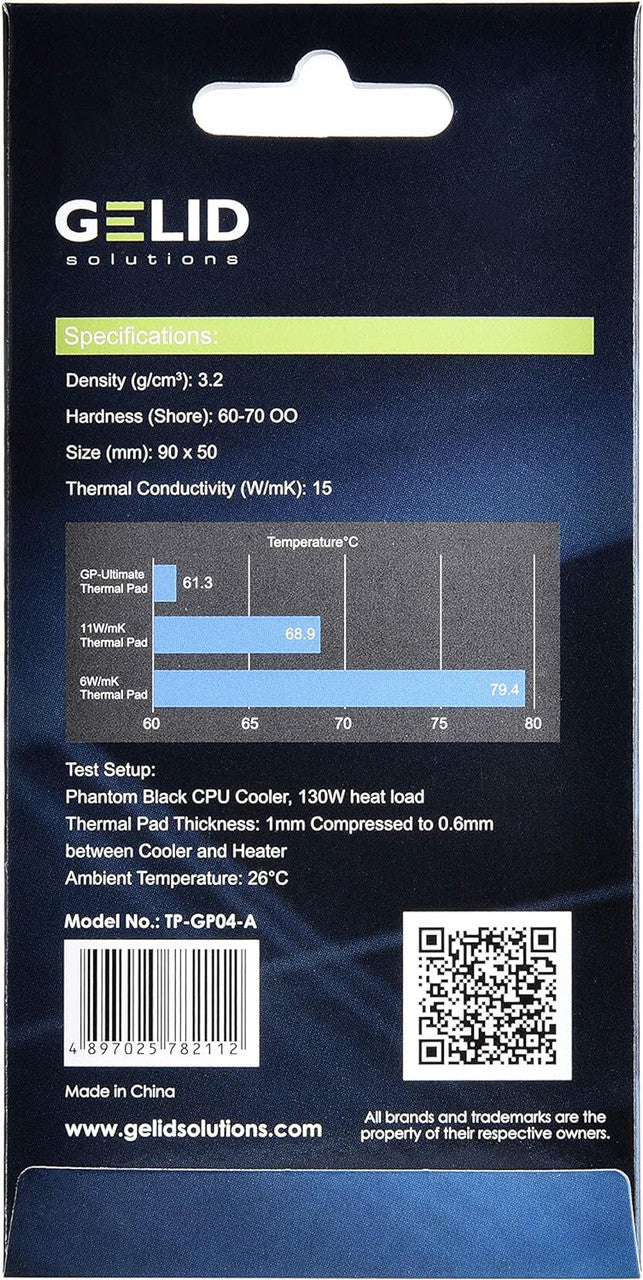 Gelid Solutions GP-Ultimate 15W- Thermal Pad 90 x 50 x 0.5 mm. Excellent Heat Conduction, Single Pack TP-GP04-A
