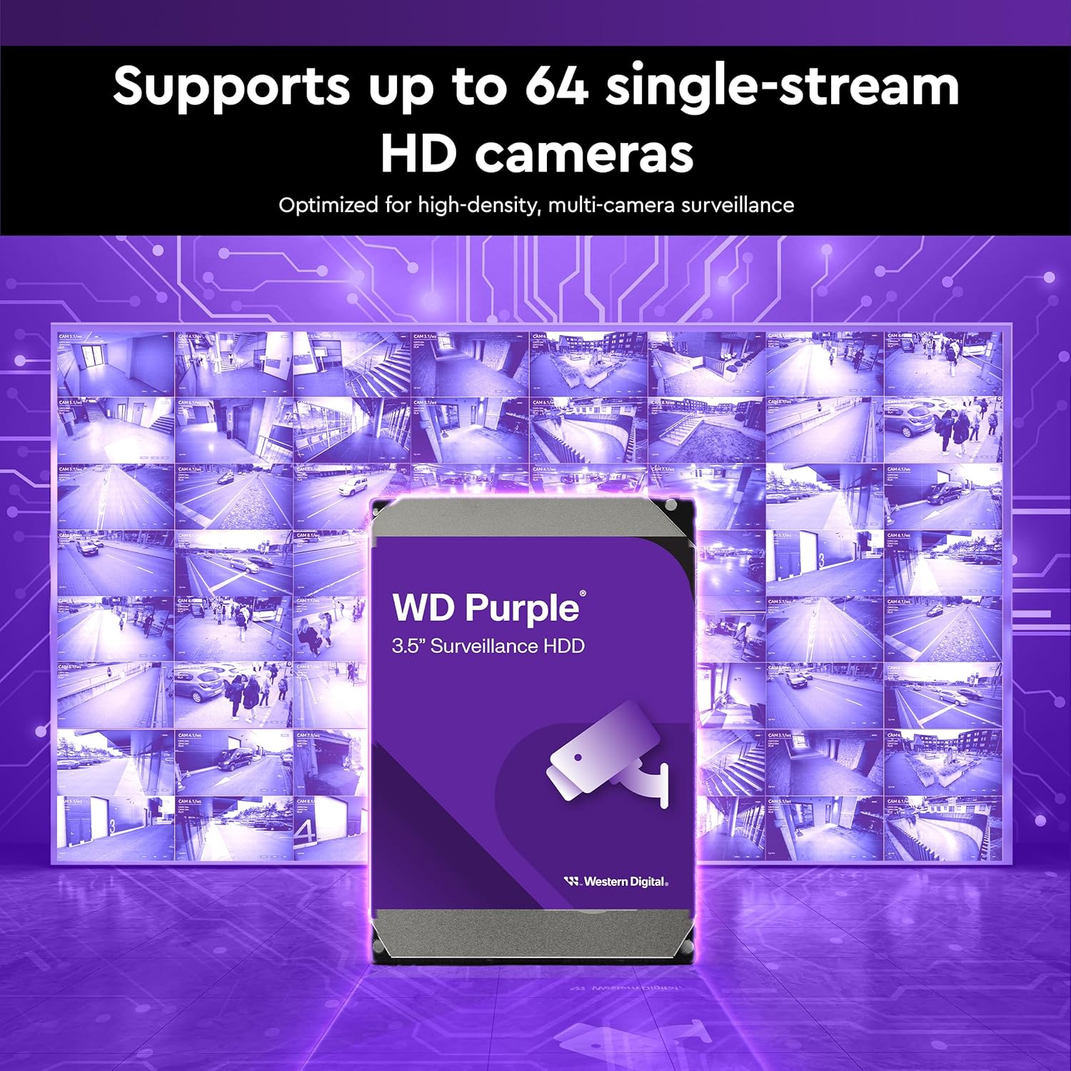 WD 8TB Purple Surveillance Hard Drive - 24/7 Recording | WD85PURZ